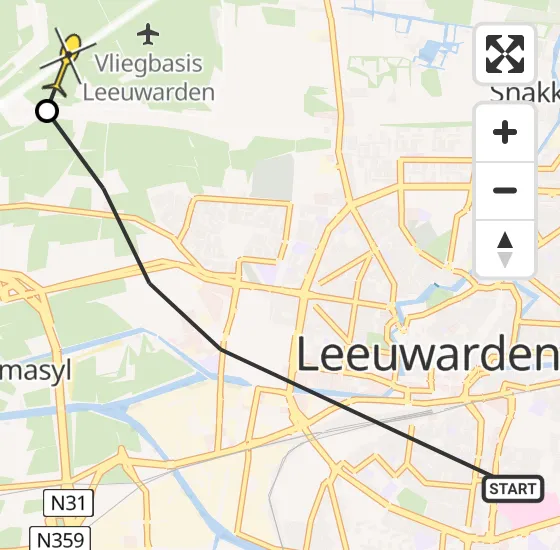 Vlucht Ambulancehelikopter PH-OOP van Leeuwarden naar Vliegbasis Leeuwarden op maandag 13 mei 2024 17:09