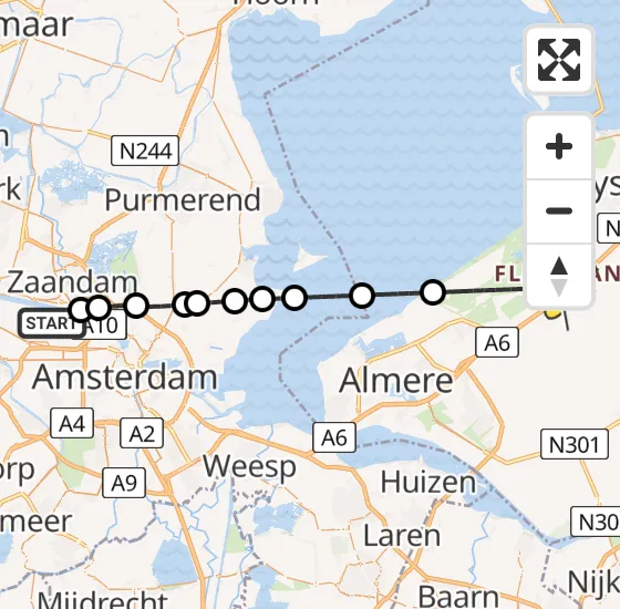 Vlucht Traumahelikopter PH-TTR van Amsterdam Heliport naar Lelystad op maandag 13 mei 2024 18:08