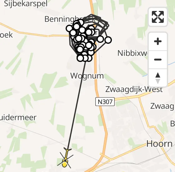 Vlucht Politiehelikopter PH-PXE van Benningbroek naar Berkhout op maandag 13 mei 2024 19:04