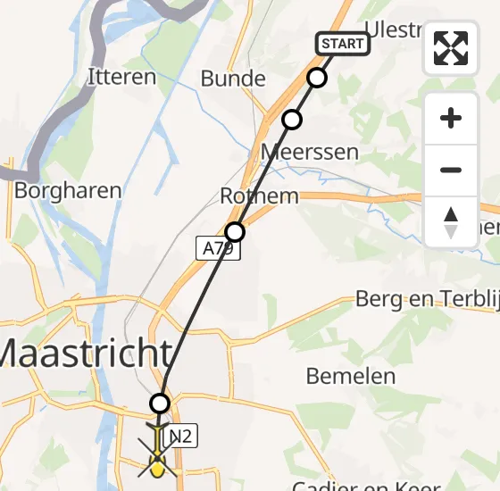 Vlucht Traumahelikopter PH-LLN van Maastricht Aachen Airport naar Maastricht UMC+ op maandag 13 mei 2024 19:47