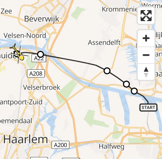 Vlucht Traumahelikopter PH-TTR van Amsterdam Heliport naar IJmuiden op maandag 13 mei 2024 19:59