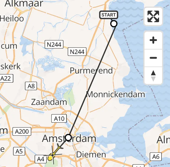 Vlucht Politiehelikopter PH-PXE van Schardam naar Amsterdam op maandag 13 mei 2024 20:01