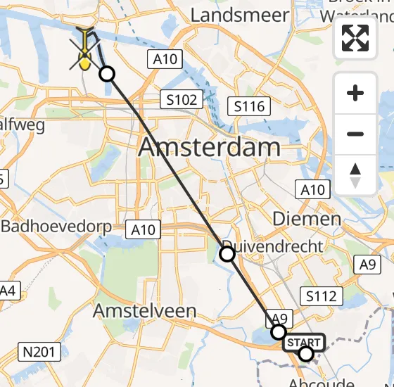 Vlucht Traumahelikopter PH-TTR van Academisch Medisch Centrum (AMC) naar Amsterdam Heliport op maandag 13 mei 2024 21:17