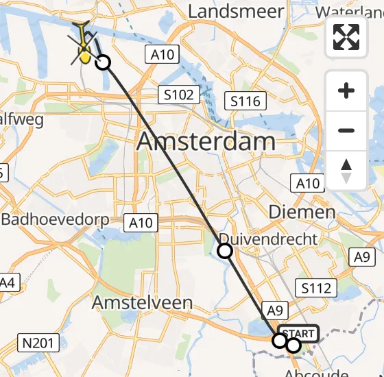 Vlucht Traumahelikopter PH-TTR van Academisch Medisch Centrum (AMC) naar Amsterdam Heliport op dinsdag 14 mei 2024 1:06