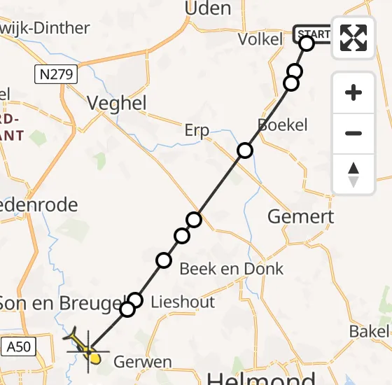 Vlucht Traumahelikopter PH-LLN van Vliegbasis Volkel naar Nuenen op dinsdag 14 mei 2024 5:55