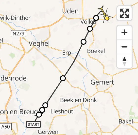 Vlucht Traumahelikopter PH-LLN van Nuenen naar Vliegbasis Volkel op dinsdag 14 mei 2024 6:18