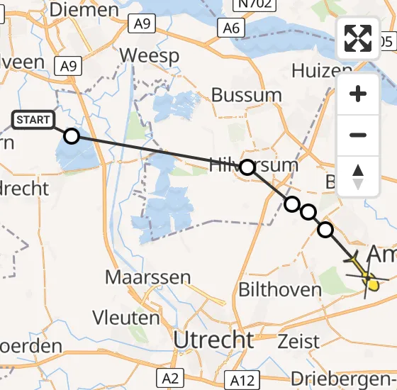 Vlucht Politiehelikopter PH-PXY van Ouderkerk aan de Amstel naar Soest op dinsdag 14 mei 2024 6:51