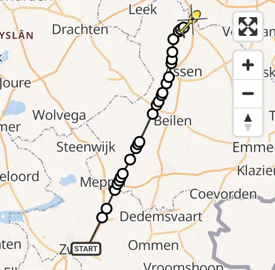 Vlucht Traumahelikopter PH-MAA van Zwolle naar Groningen Airport Eelde op dinsdag 14 mei 2024 7:49
