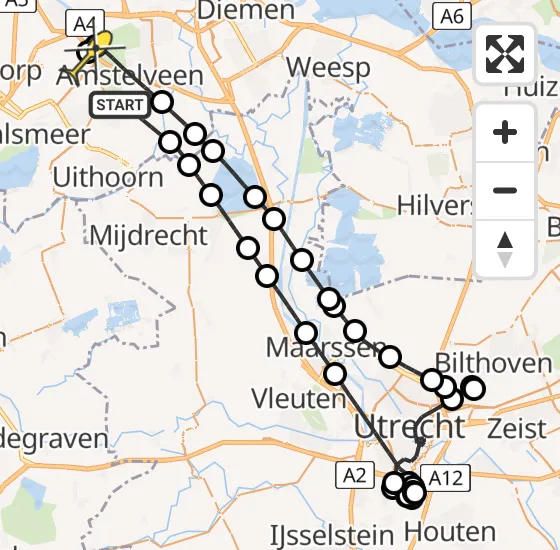 Vlucht Politiehelikopter PH-PXF van Amstelveen naar Schiphol op dinsdag 14 mei 2024 10:02