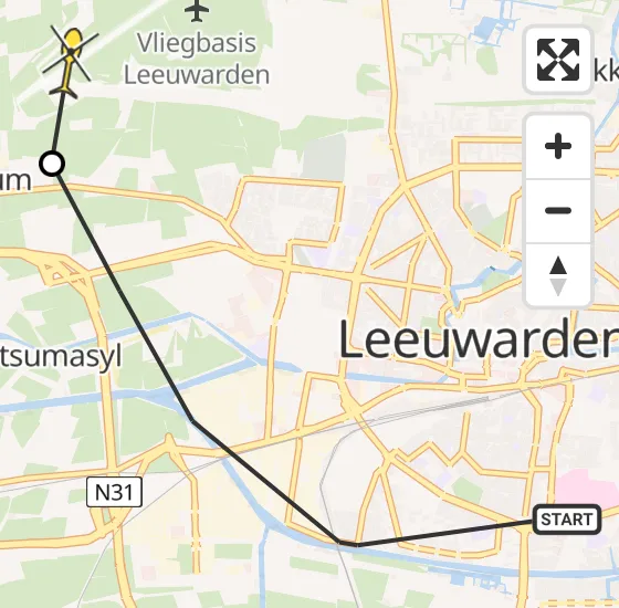 Vlucht Ambulancehelikopter PH-OOP van Leeuwarden naar Vliegbasis Leeuwarden op dinsdag 14 mei 2024 12:20
