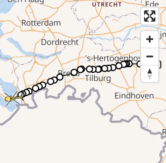 Vlucht Traumahelikopter PH-LLN van Vliegbasis Volkel naar Rilland op dinsdag 14 mei 2024 14:37