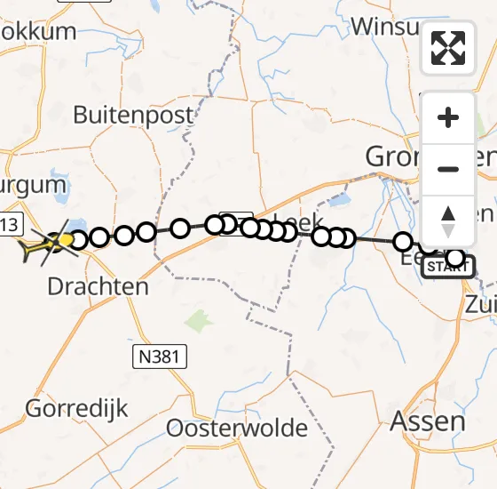 Vlucht Traumahelikopter PH-MAA van Groningen Airport Eelde naar Nijega op dinsdag 14 mei 2024 14:51