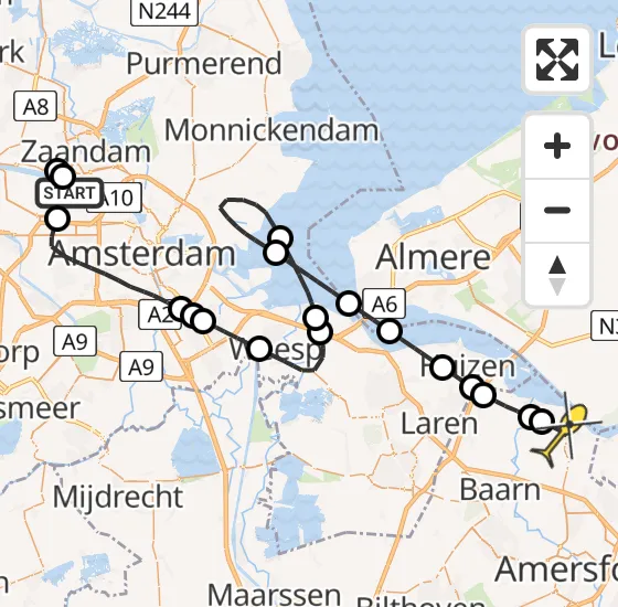 Vlucht Traumahelikopter PH-TTR van Amsterdam Heliport naar Bunschoten-Spakenburg op dinsdag 14 mei 2024 16:18