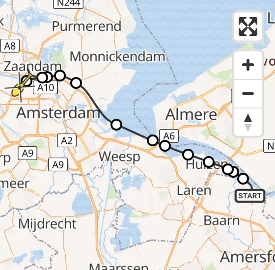 Vlucht Traumahelikopter PH-TTR van Bunschoten-Spakenburg naar Amsterdam Heliport op dinsdag 14 mei 2024 16:57