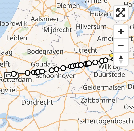 Vlucht Traumahelikopter PH-UMC van Rotterdam The Hague Airport naar Maarsbergen op woensdag 15 mei 2024 8:56