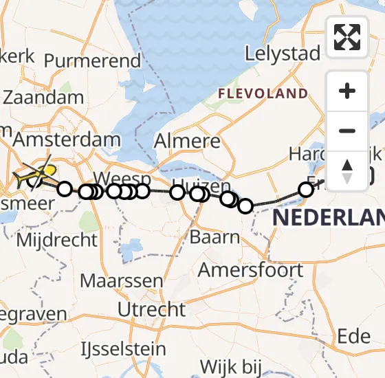 Vlucht Politiehelikopter PH-PXC van Harderwijk naar Schiphol op woensdag 15 mei 2024 9:17