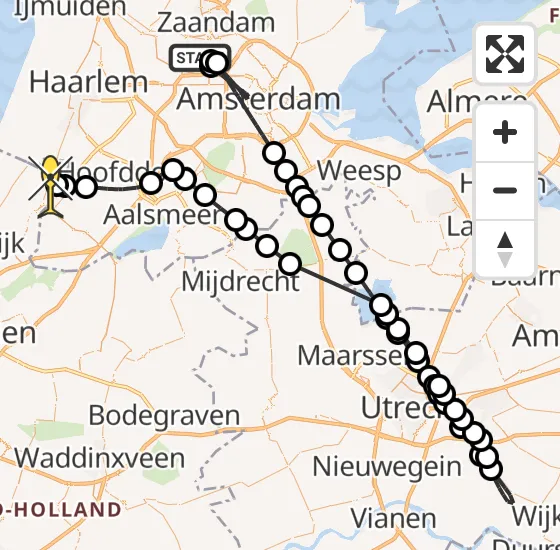 Vlucht Traumahelikopter PH-TTR van Amsterdam Heliport naar Hillegom op woensdag 15 mei 2024 9:35