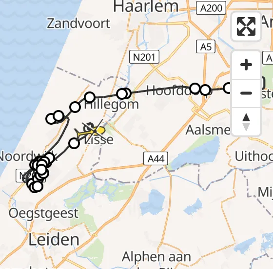 Vlucht Politiehelikopter PH-PXX van Schiphol naar Lisse op woensdag 15 mei 2024 11:39