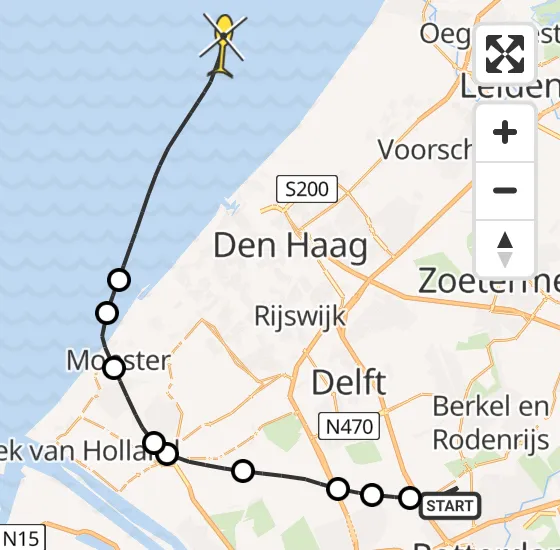 Vlucht Kustwachthelikopter PH-NCG van Rotterdam The Hague Airport naar  op woensdag 15 mei 2024 12:16