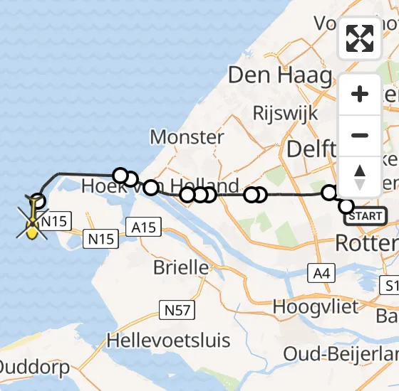 Vlucht Kustwachthelikopter PH-NCG van Rotterdam The Hague Airport naar  op woensdag 15 mei 2024 14:00