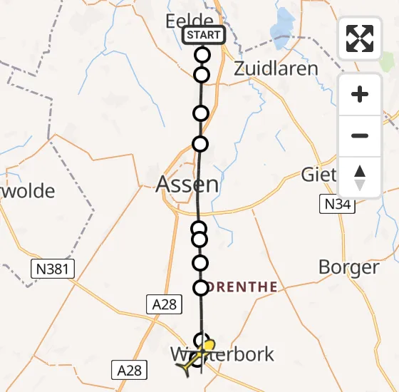 Vlucht Traumahelikopter PH-MAA van Groningen Airport Eelde naar Eursinge op woensdag 15 mei 2024 15:51