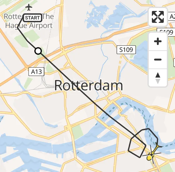 Vlucht Traumahelikopter PH-UMC van Rotterdam The Hague Airport naar Rotterdam op woensdag 15 mei 2024 15:54