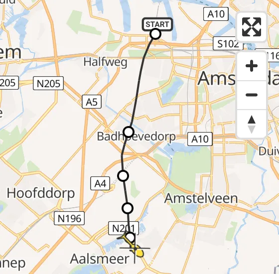 Vlucht Traumahelikopter PH-TTR van Amsterdam Heliport naar Aalsmeer op woensdag 15 mei 2024 16:25