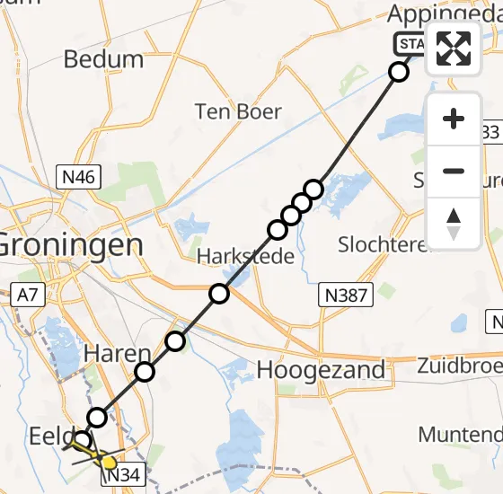Vlucht Traumahelikopter PH-MAA van Appingedam naar Groningen Airport Eelde op woensdag 15 mei 2024 17:23