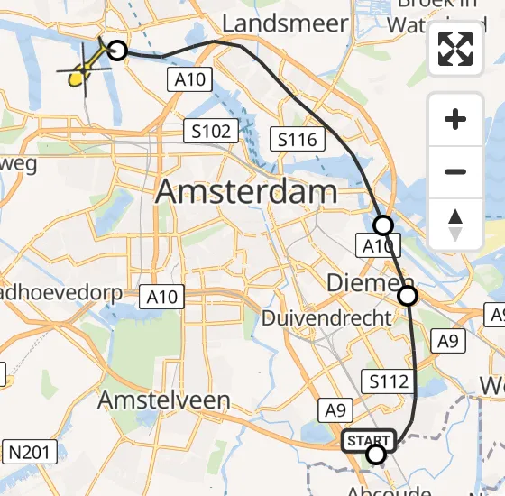 Vlucht Traumahelikopter PH-TTR van Academisch Medisch Centrum (AMC) naar Amsterdam Heliport op woensdag 15 mei 2024 17:28