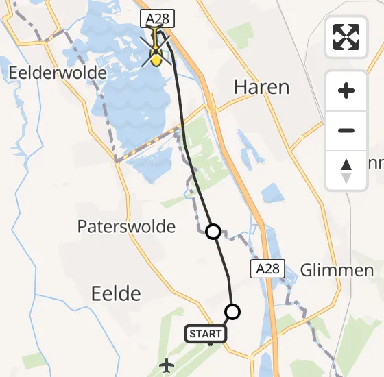 Vlucht Traumahelikopter PH-MAA van Groningen Airport Eelde naar Haren op woensdag 15 mei 2024 17:31