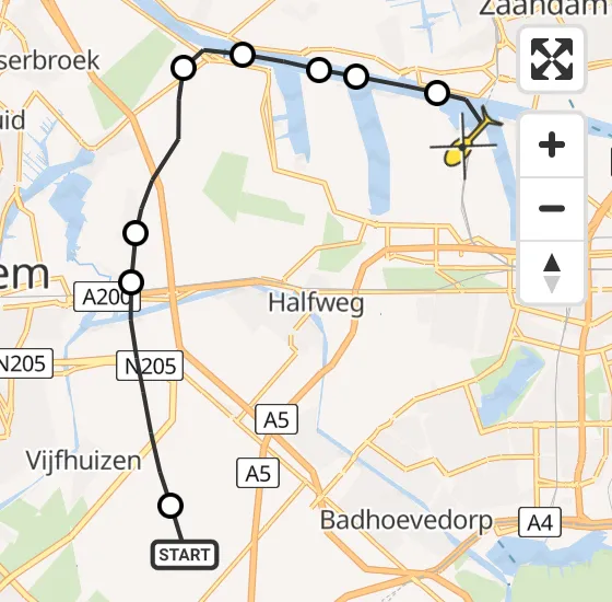 Vlucht Traumahelikopter PH-TTR van Schiphol naar Amsterdam Heliport op woensdag 15 mei 2024 18:06