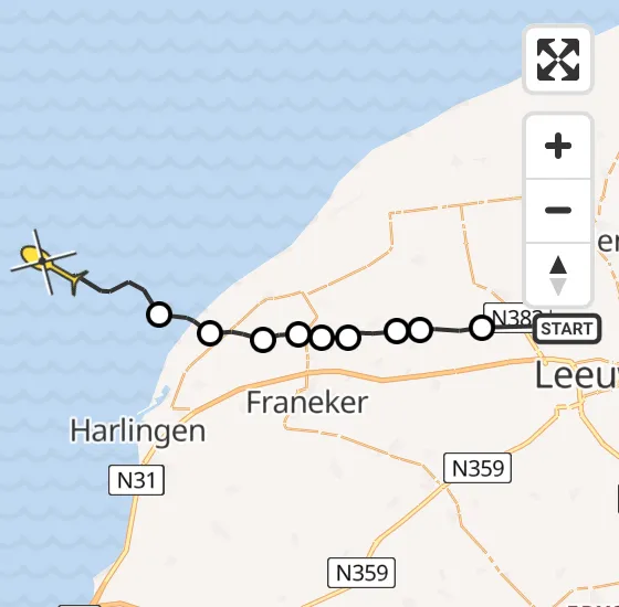 Vlucht Ambulancehelikopter PH-OOP van Leeuwarden naar West-Terschelling op woensdag 15 mei 2024 20:21
