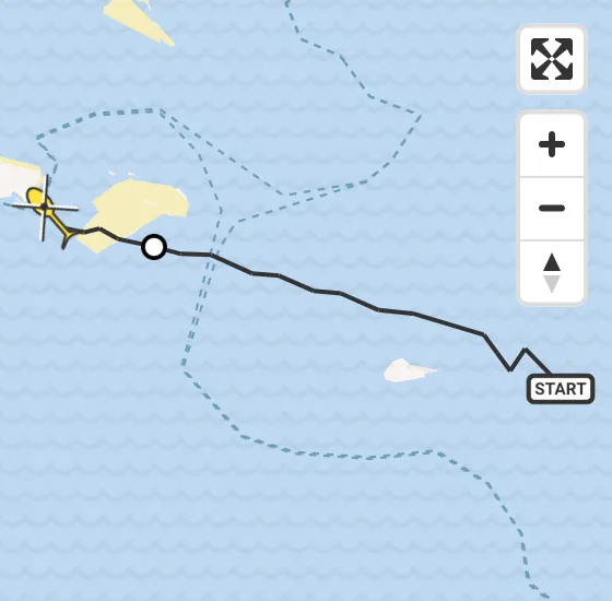 Vlucht Ambulancehelikopter PH-OOP van West-Terschelling naar Vlieland Heliport op woensdag 15 mei 2024 22:29