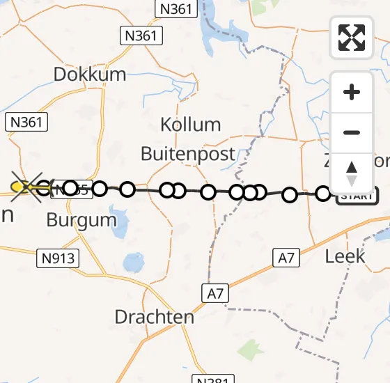Vlucht Ambulancehelikopter PH-OOP van Niekerk naar Ryptsjerk op woensdag 15 mei 2024 22:06