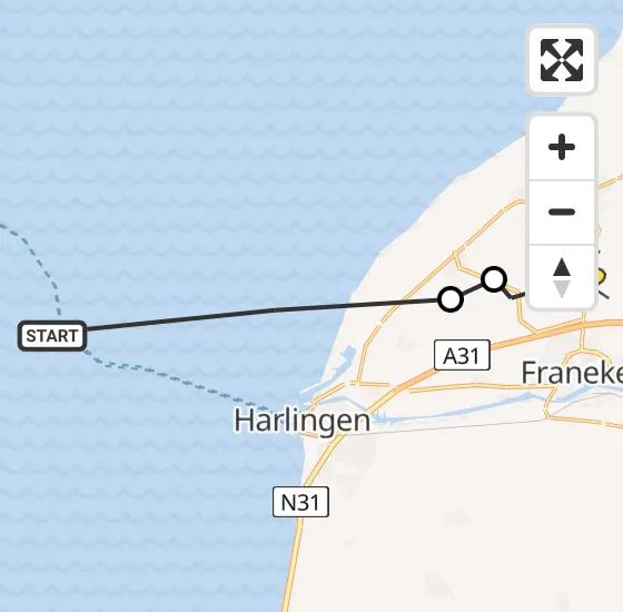 Vlucht Ambulancehelikopter PH-OOP van Harlingen naar Klooster Lidlum op donderdag 16 mei 2024 1:26