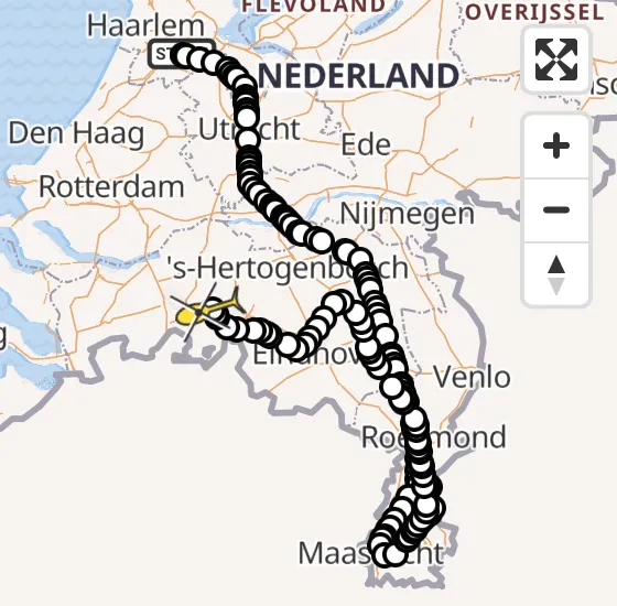 Vlucht Politiehelikopter PH-PXX van Schiphol naar Vliegbasis Gilze-Rijen op donderdag 16 mei 2024 7:28