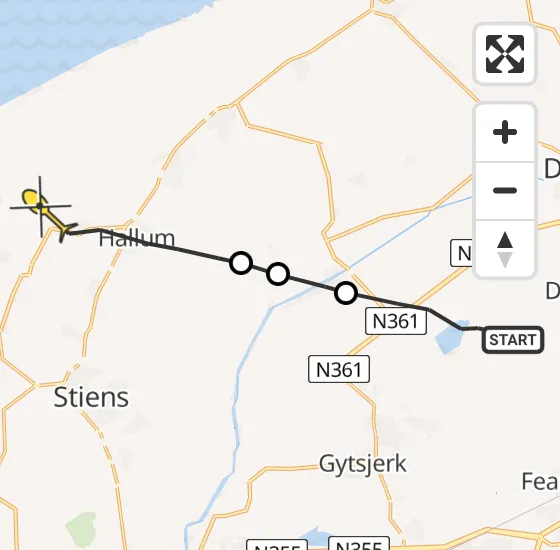 Vlucht Ambulancehelikopter PH-OOP van Rinsumageast naar Oudebildtzijl op donderdag 16 mei 2024 9:37