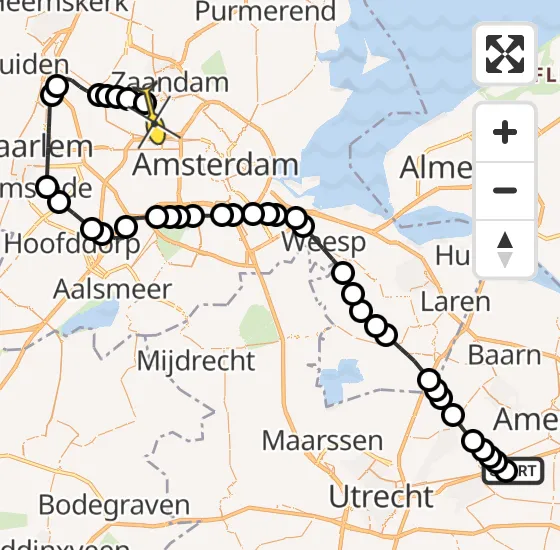 Vlucht Traumahelikopter PH-TTR van Soesterberg naar Amsterdam Heliport op donderdag 16 mei 2024 8:55