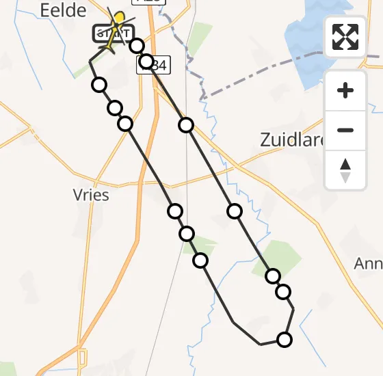 Vlucht Traumahelikopter PH-MAA van Groningen Airport Eelde naar Groningen Airport Eelde op donderdag 16 mei 2024 11:25