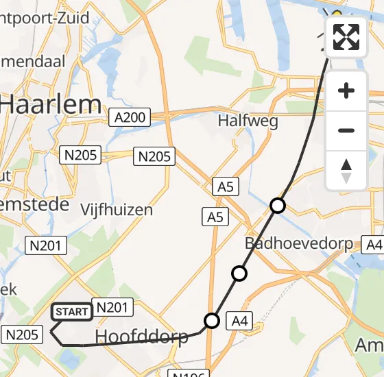 Vlucht Traumahelikopter PH-TTR van Hoofddorp naar Amsterdam Heliport op donderdag 16 mei 2024 11:42