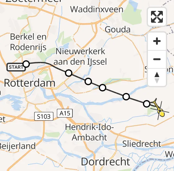 Vlucht Traumahelikopter PH-UMC van Rotterdam The Hague Airport naar Brandwijk op donderdag 16 mei 2024 10:26