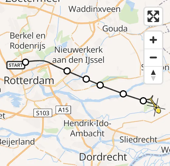 Vlucht Traumahelikopter PH-UMC van Rotterdam The Hague Airport naar Brandwijk op donderdag 16 mei 2024 12:26