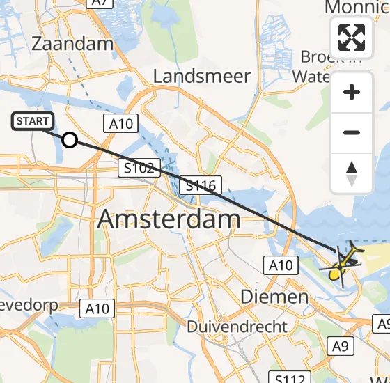 Vlucht Traumahelikopter PH-TTR van Amsterdam Heliport naar Amsterdam op donderdag 16 mei 2024 14:48