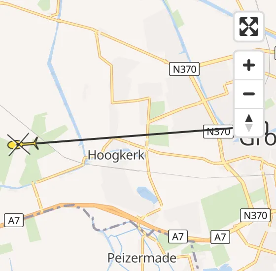 Vlucht Ambulancehelikopter PH-OOP van Groningen naar Den Horn op donderdag 16 mei 2024 18:30