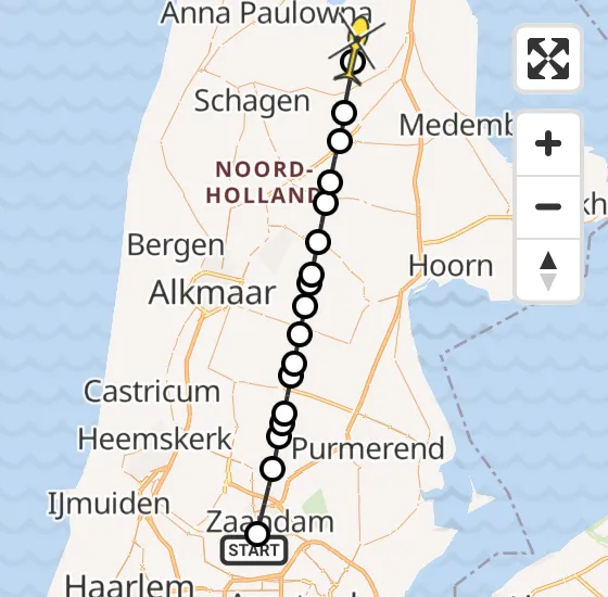 Vlucht Traumahelikopter PH-TTR van Amsterdam Heliport naar Slootdorp op vrijdag 17 mei 2024 8:22