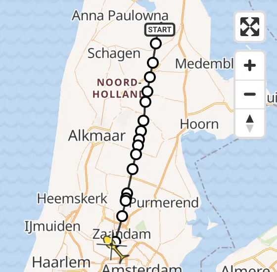 Vlucht Traumahelikopter PH-TTR van Slootdorp naar Amsterdam Heliport op vrijdag 17 mei 2024 8:35
