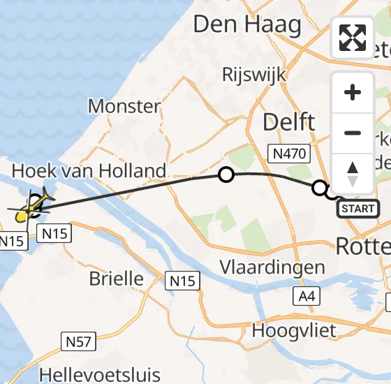 Vlucht Politiehelikopter PH-PXA van Rotterdam The Hague Airport naar Maasvlakte op vrijdag 17 mei 2024 8:56