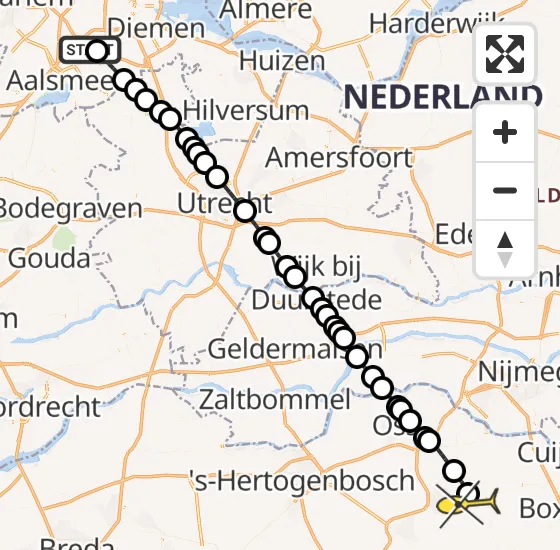 Vlucht Politiehelikopter PH-PXC van Schiphol naar Vliegbasis Volkel op vrijdag 17 mei 2024 12:13