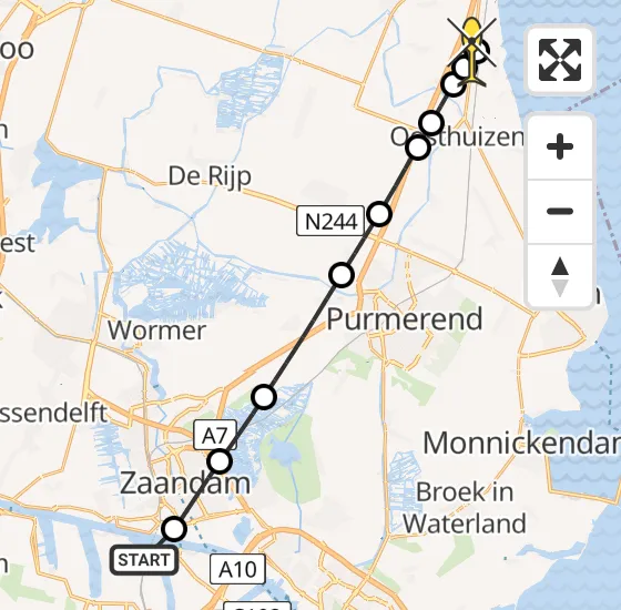 Vlucht Traumahelikopter PH-TTR van Amsterdam Heliport naar Oudendijk op vrijdag 17 mei 2024 12:27