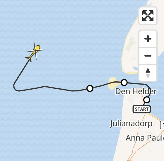 Vlucht Kustwachthelikopter PH-SAR van Vliegveld De Kooy naar  op vrijdag 17 mei 2024 18:08